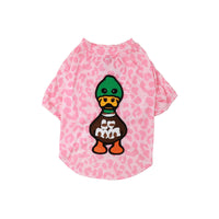 HKM-3503805 Mid-Thin Dog T-Shirt in White, Dark Blue, and Pink Leopard - Sizes S to XXL
