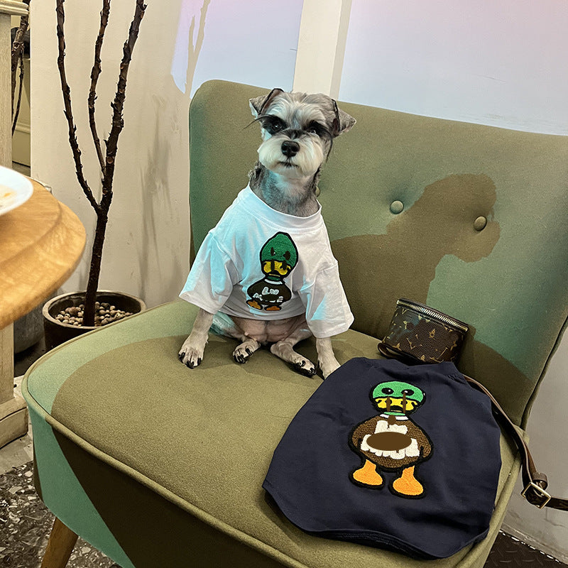 HKM-3503805 Mid-Thin Dog T-Shirt in White, Dark Blue, and Pink Leopard - Sizes S to XXL