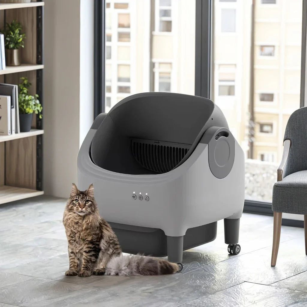 HKM-350483 Self-Cleaning Electric Cat Litter Box with Timed App Control and 20L Capacity