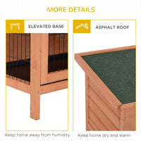 HKM-3505085 2-Story Wooden Rabbit Hutch with Lockable Doors and Waterproof Roof for Indoor/Outdoor Small Animals