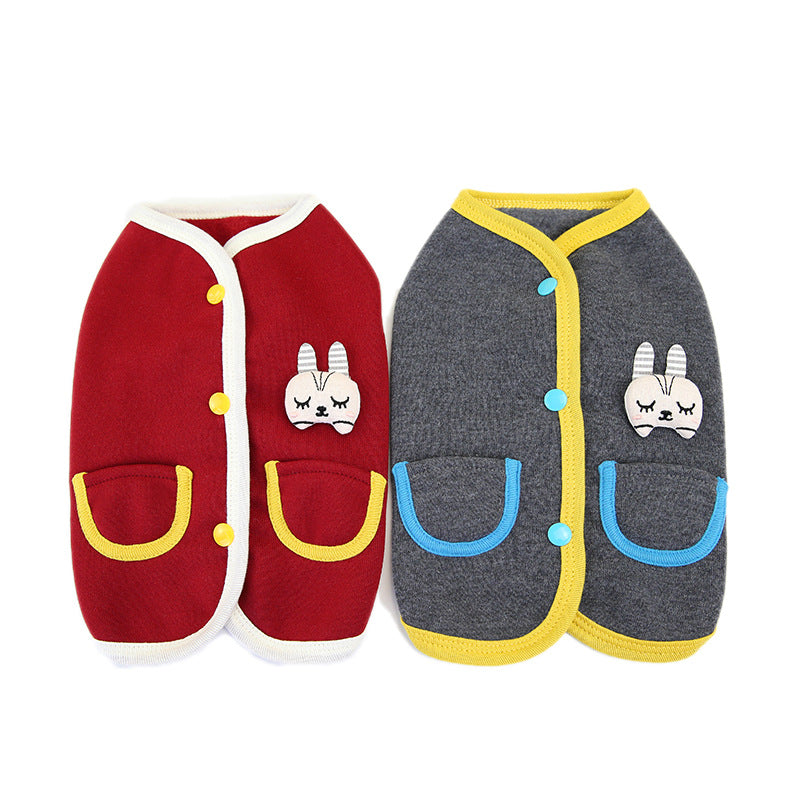 HKM-3506493 Cozy Pet Bunny Cardigan Sweater for Small to Medium Dogs