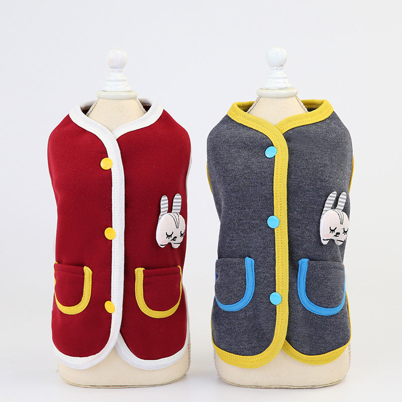 HKM-3506493 Cozy Pet Bunny Cardigan Sweater for Small to Medium Dogs