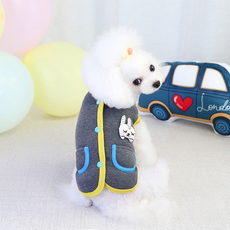 HKM-3506493 Cozy Pet Bunny Cardigan Sweater for Small to Medium Dogs