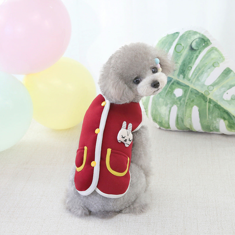 HKM-3506493 Cozy Pet Bunny Cardigan Sweater for Small to Medium Dogs
