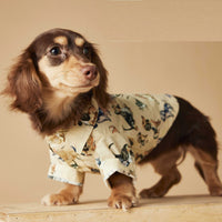 HKM-3507005 Casual Cotton Dog Shirt with Dachshund, Schnauzer, Teddy, Bichon & Maltese Prints in Beige and Brown