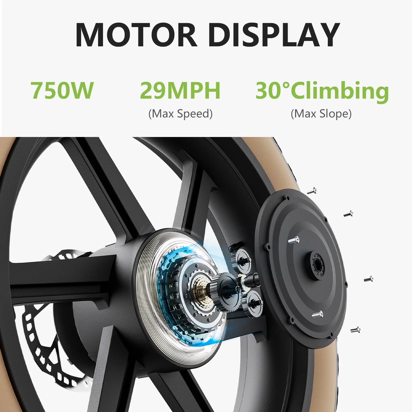 HKM-350739 750W Electric Fat Tire Mountain Bike with 7-Speed Gears and 80KM Range