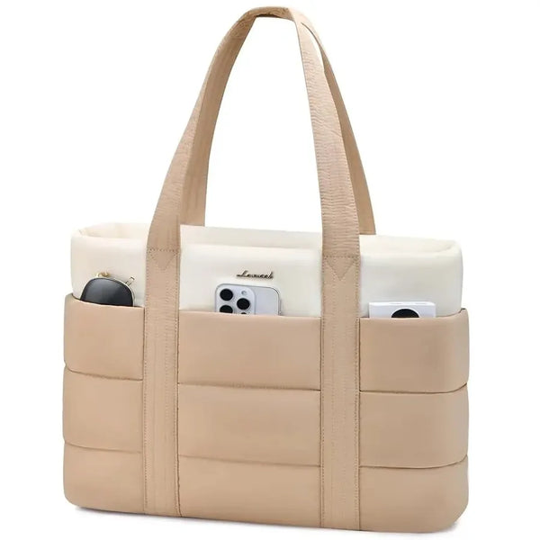 HKM-350739 Puffy Laptop Tote Bag for 15.6-17.3 Inch Laptops - Ideal for School, Work, and Office Use
