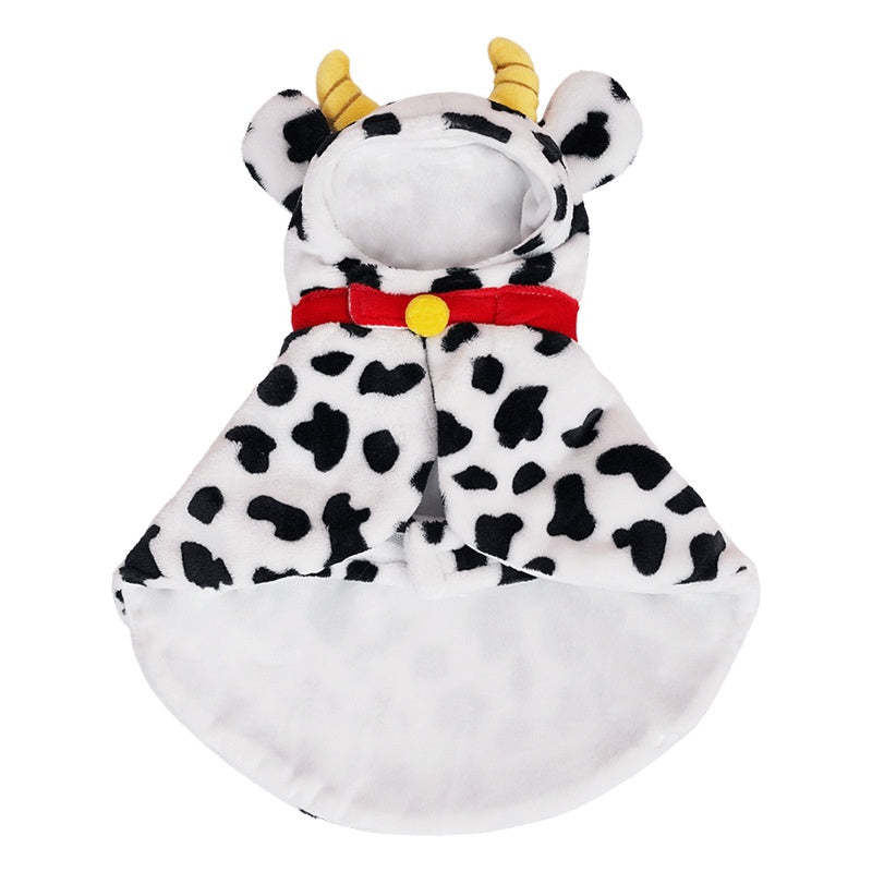 HKM-3507773 Cozy Cow Cloak for Cats and Small Dogs - Windproof Flannel Pet Cape