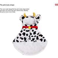 HKM-3507773 Cozy Cow Cloak for Cats and Small Dogs - Windproof Flannel Pet Cape