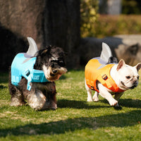 HKM-3508797 Adjustable Flying Shark Fin Life Jacket for Dogs - Buoyant Outdoor Swim Suit in Blue and Orange