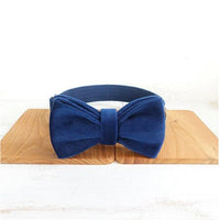 HKM-3509181 Dark Blue Velvet Pet Collar with Traction Chain for Dogs - Adjustable Size Options