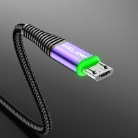 HKM-351059 LED Light Micro USB Charging Cable for Android Phones - 3A Fast Charge, Available in 0.5m, 1m, 2m Lengths