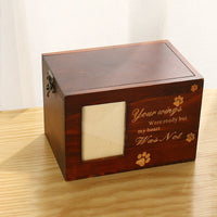 HKM-3510845 Pet Memorial Cinerary Casket in Solid Wood with Frame for Dogs and Cats