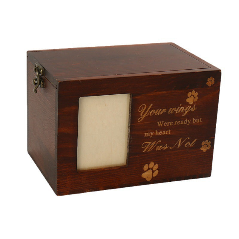 HKM-3510845 Pet Memorial Cinerary Casket in Solid Wood with Frame for Dogs and Cats