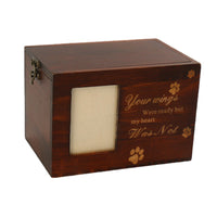 HKM-3510845 Pet Memorial Cinerary Casket in Solid Wood with Frame for Dogs and Cats