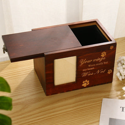 HKM-3510845 Pet Memorial Cinerary Casket in Solid Wood with Frame for Dogs and Cats