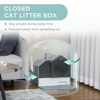 HKM-3512637 Covered Cat Litter Box with Easy-Clean Drawer and Deodorizers