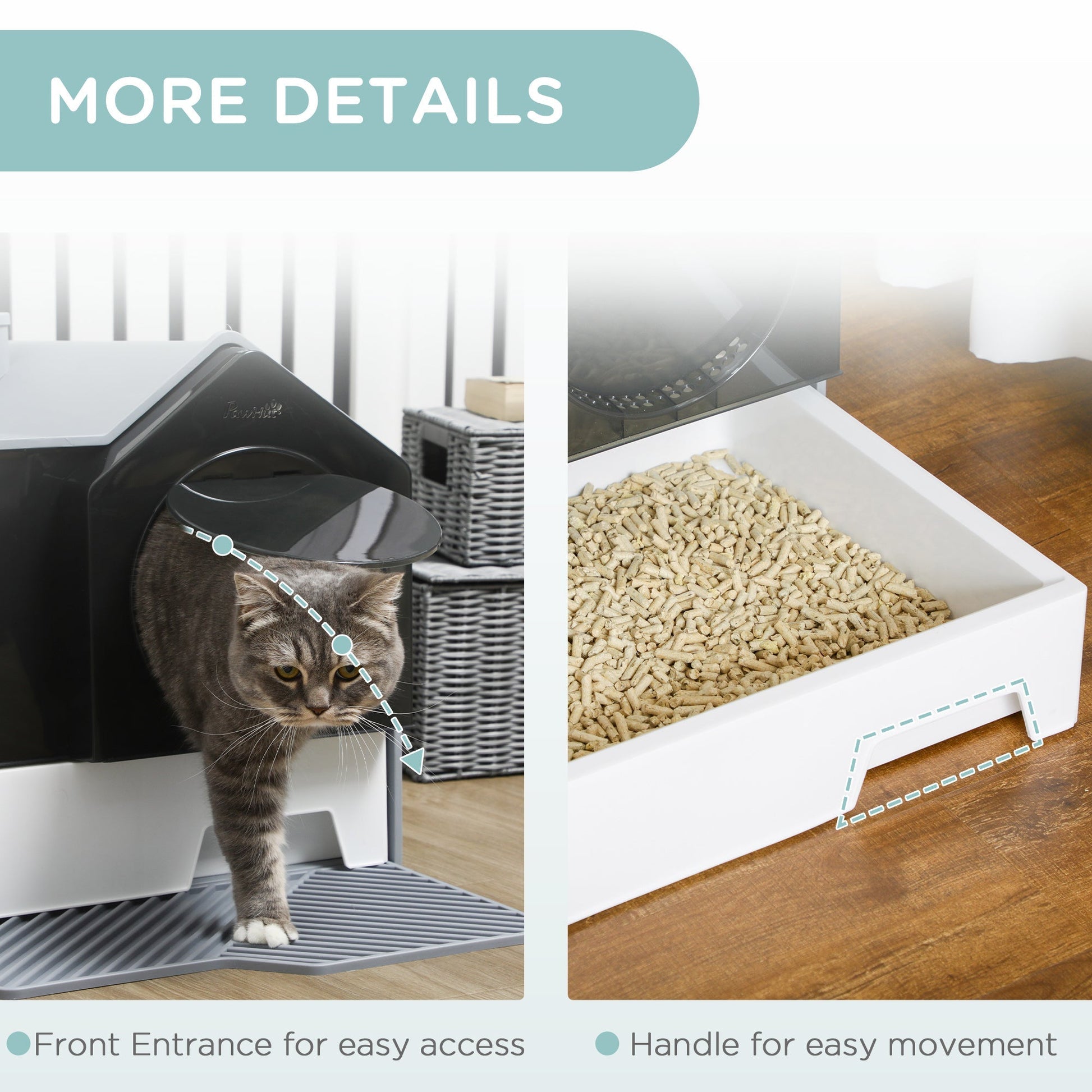 HKM-3512637 Covered Cat Litter Box with Easy-Clean Drawer and Deodorizers