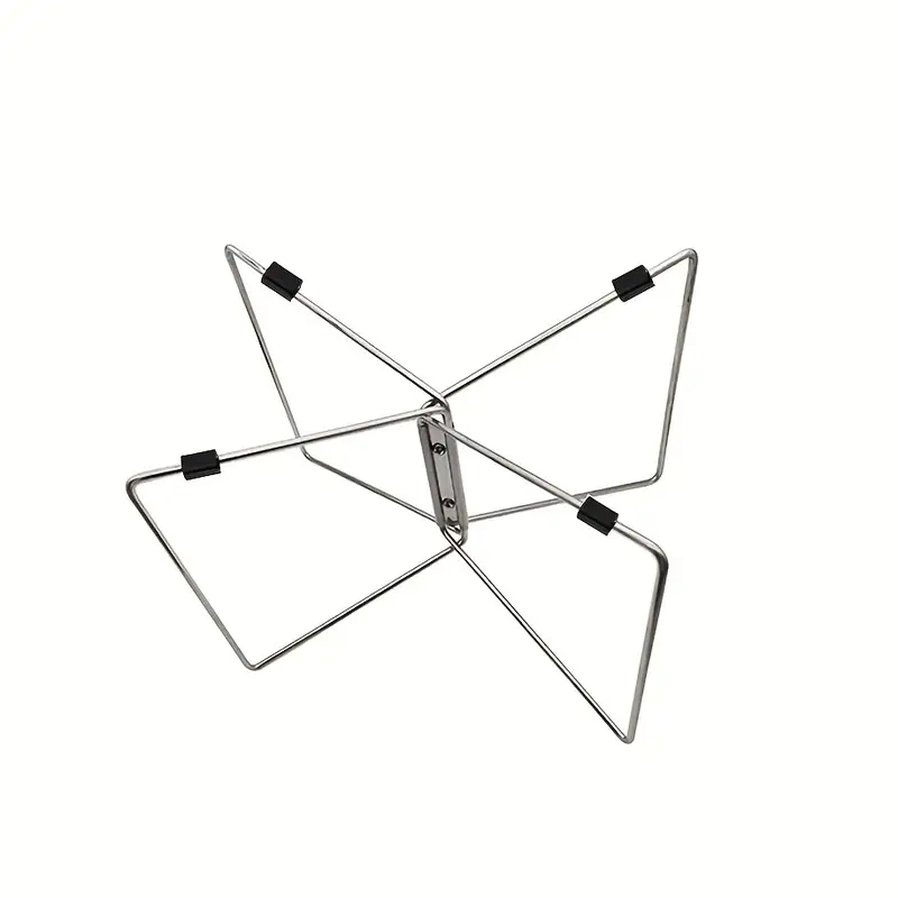 HKM-351379 Portable Stainless Steel Folding Rack with Moisture-Proof Insulated Storage Base for Outdoor Use