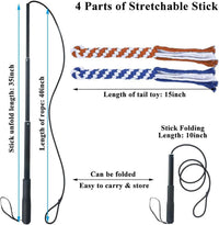 HKM-3514429 Extendable Teaser Wand for Interactive Dog Play - Safe Chew Rope Toy for All Dog Sizes
