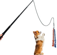 HKM-3514429 Extendable Teaser Wand for Interactive Dog Play - Safe Chew Rope Toy for All Dog Sizes