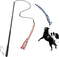 HKM-3514429 Extendable Teaser Wand for Interactive Dog Play - Safe Chew Rope Toy for All Dog Sizes