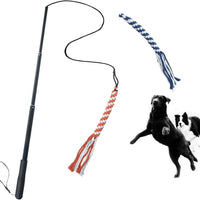 HKM-3514429 Extendable Teaser Wand for Interactive Dog Play - Safe Chew Rope Toy for All Dog Sizes