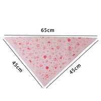 HKM-3514557 Cotton Triangle Scarf with Rose Flower Design - Pink & Beige, Adjustable Neck Size 24-46CM