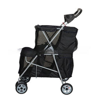 HKM-351507 Lightweight Folding Pet Stroller in Black and Pink for Comfortable Outdoor Use