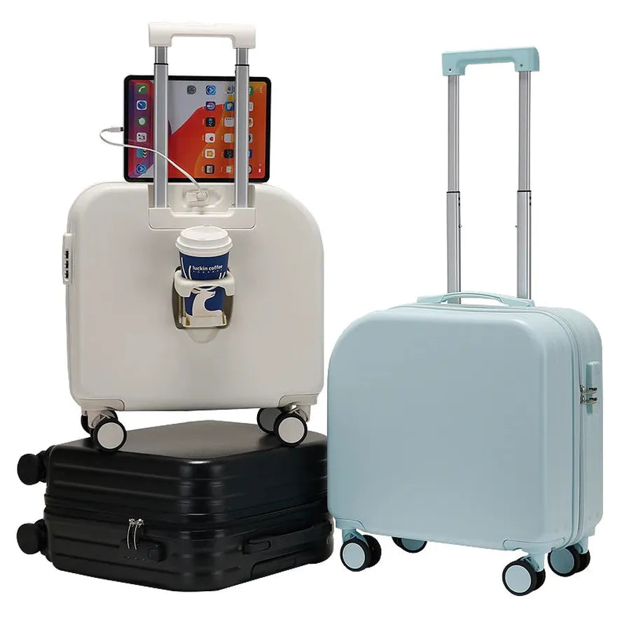 HKM-351571 Expandable 18-Inch Suitcase with Laptop Stand and Wheels for Travel