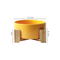 HKM-3517117 Double Ceramic Dog Food Bowl with Wooden Base ¨C 900 ml Capacity for Enhanced Feeding Comfort