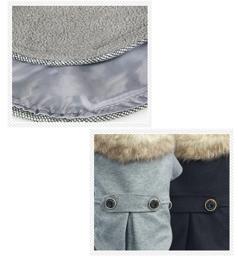 HKM-3517501 British Style Plush Padded Cotton Pet Outfit for All Sizes