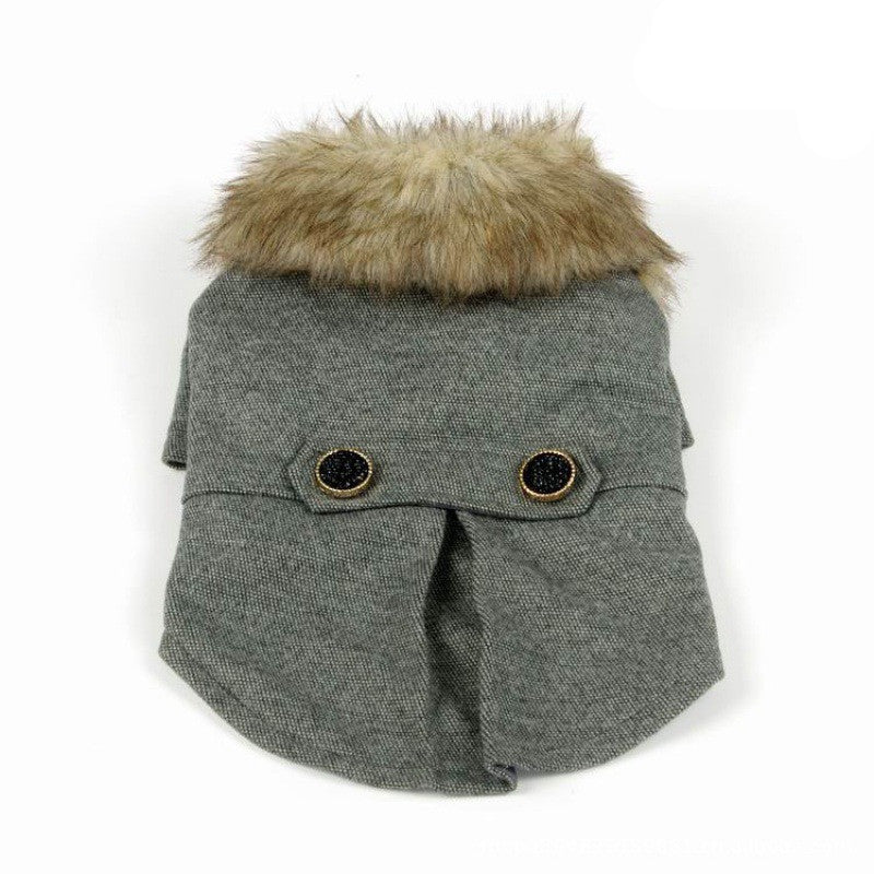 HKM-3517501 British Style Plush Padded Cotton Pet Outfit for All Sizes