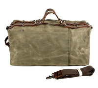 HKM-351763 Vintage Leather and Canvas Weekend Duffle Bag for Men