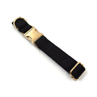 HKM-3518781 Sleek Black Velvet Anti-Lost Dog Collar with Gold Buckle
