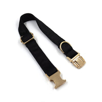 HKM-3518781 Sleek Black Velvet Anti-Lost Dog Collar with Gold Buckle
