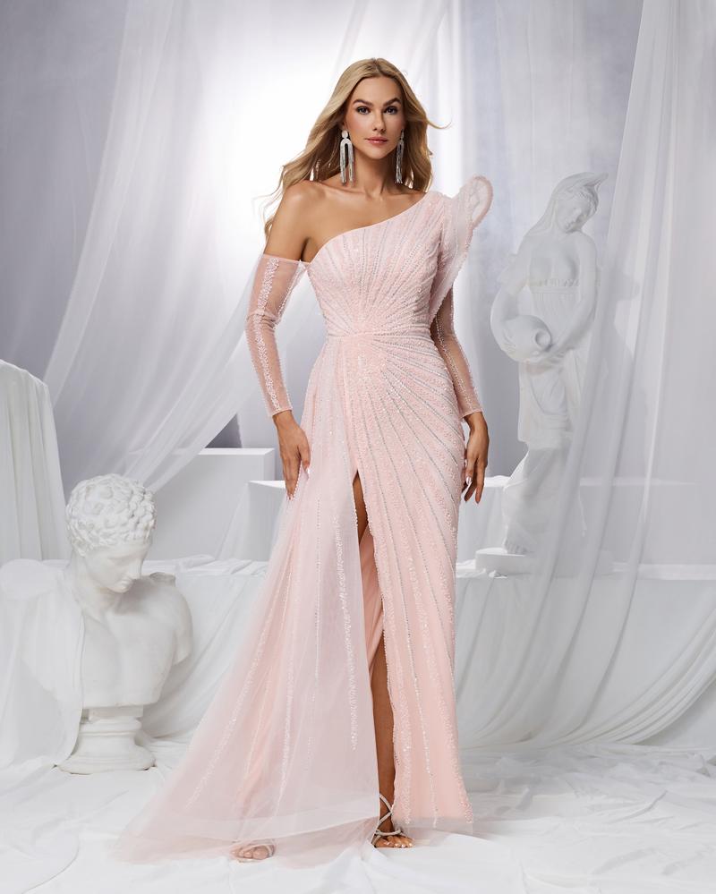 HKM-351891 Elegant Pink Evening Dress - Model EZ25151 for Sophisticated Occasions