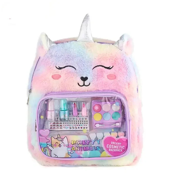 HKM-352019 Kids Non-Toxic Makeup Kit with Washable Nail Accessories and Backpack Bag