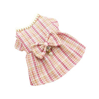 HKM-3521085 Pink Pearl Collar Pet Clothes Suit with Floral Detail for Dogs and Cats - Various Sizes Available