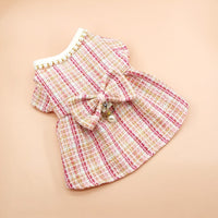HKM-3521085 Pink Pearl Collar Pet Clothes Suit with Floral Detail for Dogs and Cats - Various Sizes Available