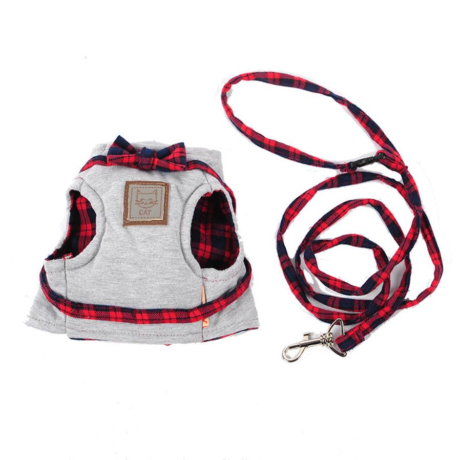 HKM-352211 Kitty Cat Harness with Leash - Comfortable Knitted Fabric & Cotton Cloth - Multiple Sizes Available