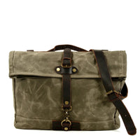 HKM-352211 Vintage Waxed Canvas Messenger Cross Body Shoulder Bag 6060, Durable Canvas with Cowhide Accents, Ideal for Travel and Daily Use