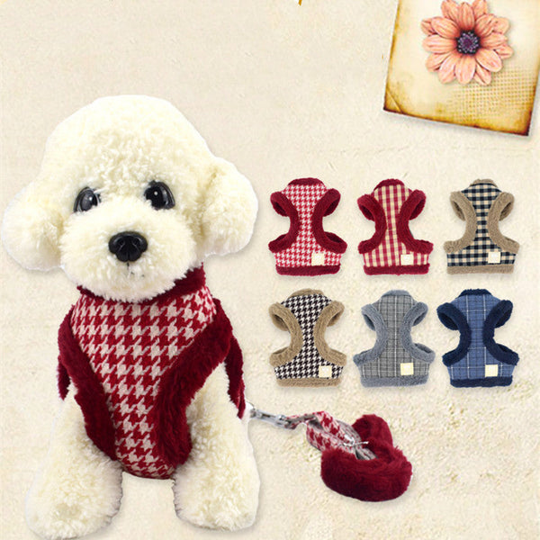 HKM-3523261 Teddy and Bichon Dog Lead Rope with Adjustable Chest Strap - Cotton Material, Multiple Colors & Sizes Available