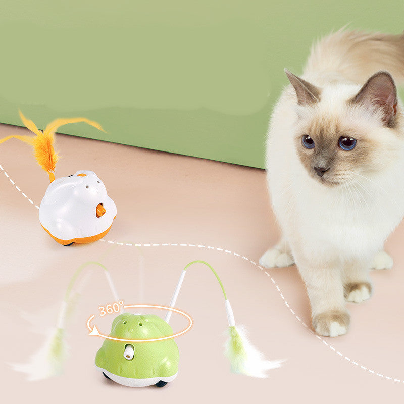 HKM-3523517 Dynamic USB Rechargeable Electric Infrared Cat Teaser with Adjustable Laser and Feathered Heads