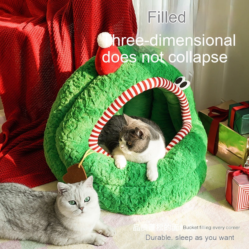 HKM-3524925 Cozy Green Tea Yurt Cat Nest with Removable Washable Cover