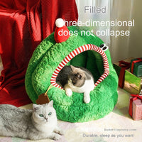 HKM-3524925 Cozy Green Tea Yurt Cat Nest with Removable Washable Cover