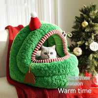 HKM-3524925 Cozy Green Tea Yurt Cat Nest with Removable Washable Cover