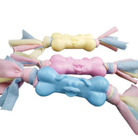 HKM-352531 Dog Molar Relief Toy - TPR and Cotton Soft Bone with Cloth Strips for Stress Reduction and Dental Care