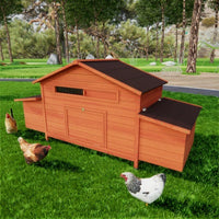 HKM-352531 Large Outdoor Wooden Chicken Coop with Nesting Boxes, Free-Range Doors, and Leakproof Tray