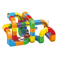 HKM-352595 Electric Magnetic Track Mini Train Toy Set for Kids - DIY Assembly, 3D Cube Design, USB Rechargeable
